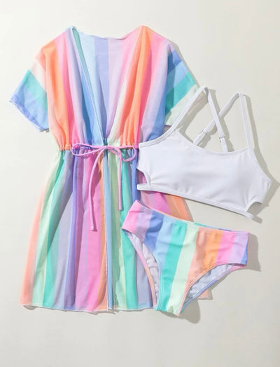 Three piece striped bikini - Ally Pop